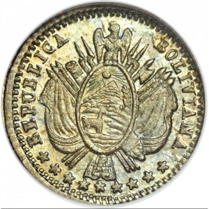 Аверс монеты Боливия, 1/20 боливиано, 1864-1865