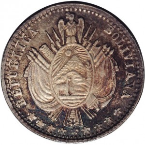 Аверс монеты Боливия, 1/10 боливиано, 1864-1867