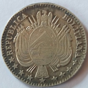 Аверс монеты Боливия, ⅕ боливиано, 1864-1866