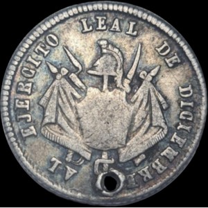 Аверс монеты Боливия, ⅛ мельгарехо, 1865