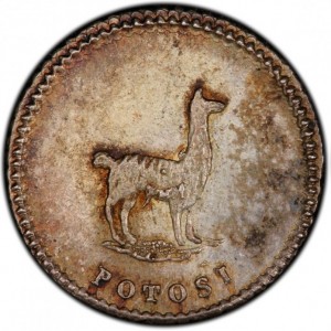 Аверс монеты Боливия, ¼ соль, 1852