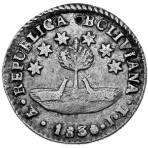 Реверс монеты Боливия, ½ соль, 1830