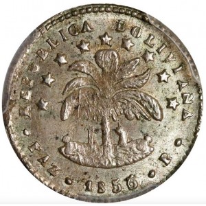 Реверс монеты Боливия, ½ соль, 1855-1856