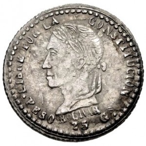 Аверс монеты Боливия, ½ соль, 1859-1863