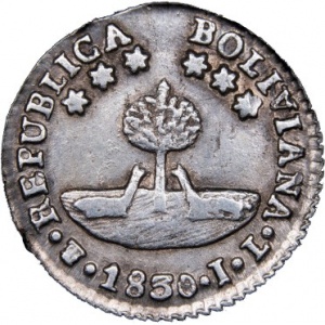 Аверс монеты Боливия, 1 соль, 1830