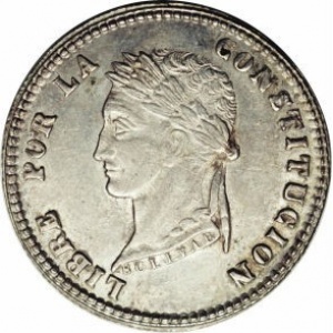Реверс монеты Боливия, 2 соля, 1853-1859