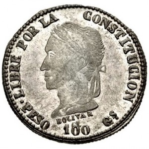 Аверс монеты Боливия, 2 соля, 1859-1863