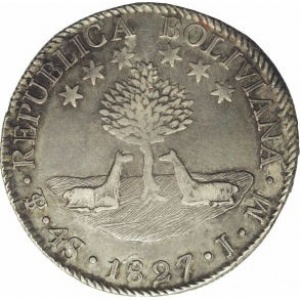 Аверс монеты Боливия, 4 соля, 1827-1829