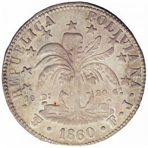 Аверс монеты Боливия, 4 соля, 1860