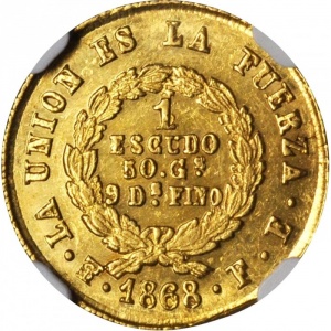 Реверс монеты Боливия, 1 скудо, 1868