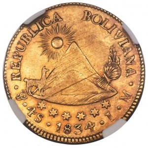 Реверс монеты Боливия, 4 скудо, 1834