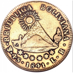Аверс монеты Боливия, 4 скудо, 1841