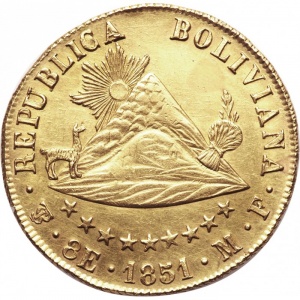 Аверс монеты Боливия, 8 скудо, 1851