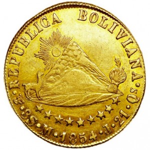 Аверс монеты Боливия, 8 скудо, 1852-1857
