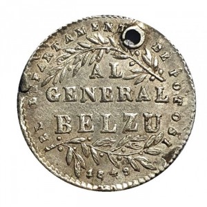 Реверс монеты Боливия, 1 соль, 1849, Генерал Бельзу (Belzu)