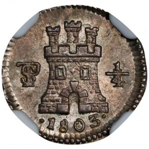 Реверс монеты Боливия, ¼ реала, 1796-1809
