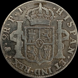Реверс монеты Боливия, 2 реала, 1791-1808