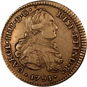 Аверс монеты Боливия, 2 эскудо, 1791