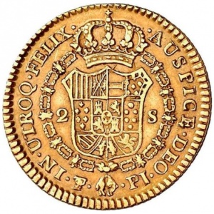 Реверс монеты Боливия, 2 эскудо, 1793-1808