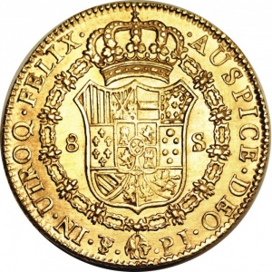 Реверс монеты Боливия, 8 эскудо, 1822-1824