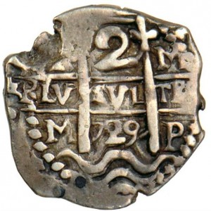 Реверс монеты Боливия, 2 реала, 1728-1747