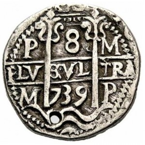 Реверс монеты Боливия, 8 реалов, 1728-1747