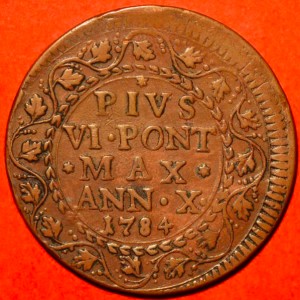 Реверс монеты Болонья, 1 байокко, 1784