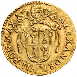 Аверс монеты Болонья, 1 доппия, 1655-1658, Щит Ломеллини