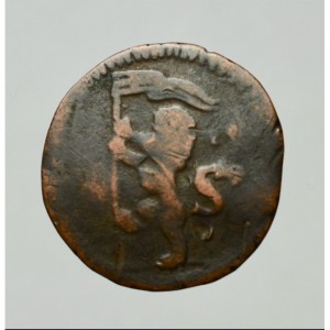 Аверс монеты Болонья, 1 кваттрино, 1691-1700, Баннер на аверсе с крестом