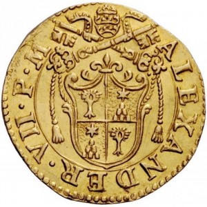 Аверс монеты Болонья, 1 доппия, 1658-1661, Щит Фарнезе