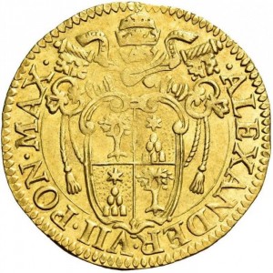 Аверс монеты Болонья, 1 доппия, 1665-1666, Щит Карафа делла Спина