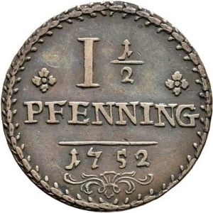 Реверс монеты Бранденбург-Ансбах, 1½ пфеннига, 1752