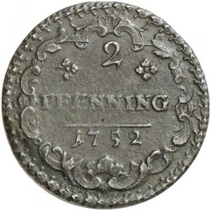 Реверс монеты Бранденбург-Ансбах, 2 пфеннига, 1752