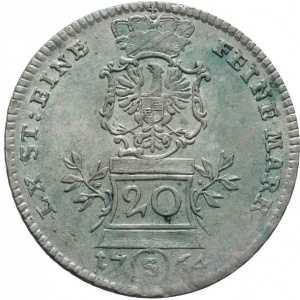 Реверс монеты Бранденбург-Ансбах, 20 крейцеров, 1764