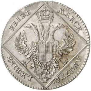 Реверс монеты Бранденбург-Ансбах, 20 крейцеров, 1779, Бюст вправо