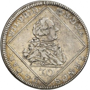 Аверс монеты Бранденбург-Ансбах, 30 крейцеров, 1754
