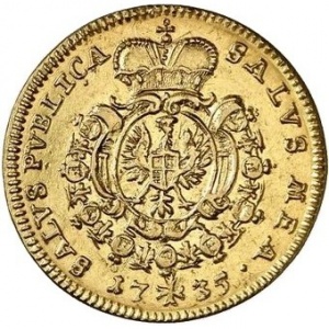 Реверс монеты Бранденбург-Ансбах, ½ каролина, 1734-1735