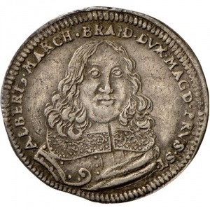 Аверс монеты Бранденбург-Ансбах, ⅛ талера, 1667, Смерть Альбрехта II
