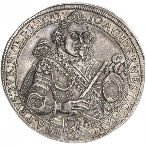 Аверс монеты Бранденбург-Ансбах, 1 талер, 1625, Смерть Иоахима Эрнста