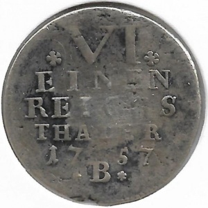 Реверс монеты Бранденбург-Байрейт, ⅙ талера, 1757-1759