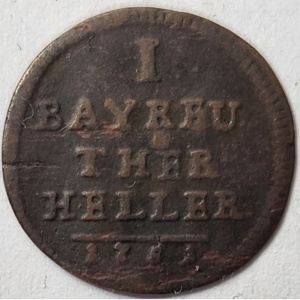 Реверс монеты Бранденбург-Байрейт, 1 геллер, 1749-1758