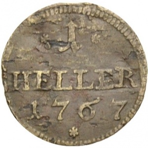 Реверс монеты Бранденбург-Байрейт, 1 геллер, 1767