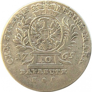 Реверс монеты Бранденбург-Байрейт, 10 крейцеров, 1765-1768