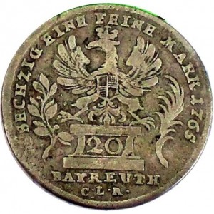 Реверс монеты Бранденбург-Байрейт, 20 крейцеров, 1763-1765