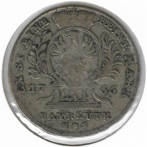Реверс монеты Бранденбург-Байрейт, 20 крейцеров, 1765-1768
