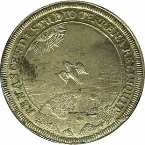 Реверс монеты Бранденбург-Байрейт, ¹⁄₁₂ талера, 1735, Смерть Георга Фридриха Карла