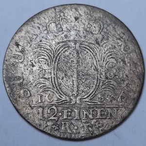 Реверс монеты Бранденбург-Пруссия, ¹⁄₁₂ талера, 1692-1700, Монограммы и орел на аверсе, отметка МД "LCS"