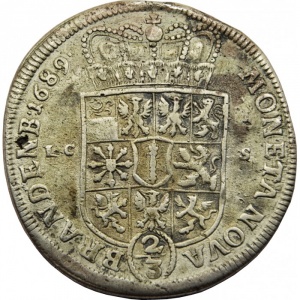 Реверс монеты Бранденбург-Пруссия, ⅔ талера, 1689-1695, Отметка монетного двора "LCS" - Берлин