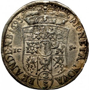 Реверс монеты Бранденбург-Пруссия, ⅔ талера, 1689-1695, Отметка МД "ICS" - Магдебург