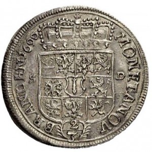 Реверс монеты Бранденбург-Пруссия, ⅔ талера, 1689-1691, Отметка монетного двора "SD" - Старгард